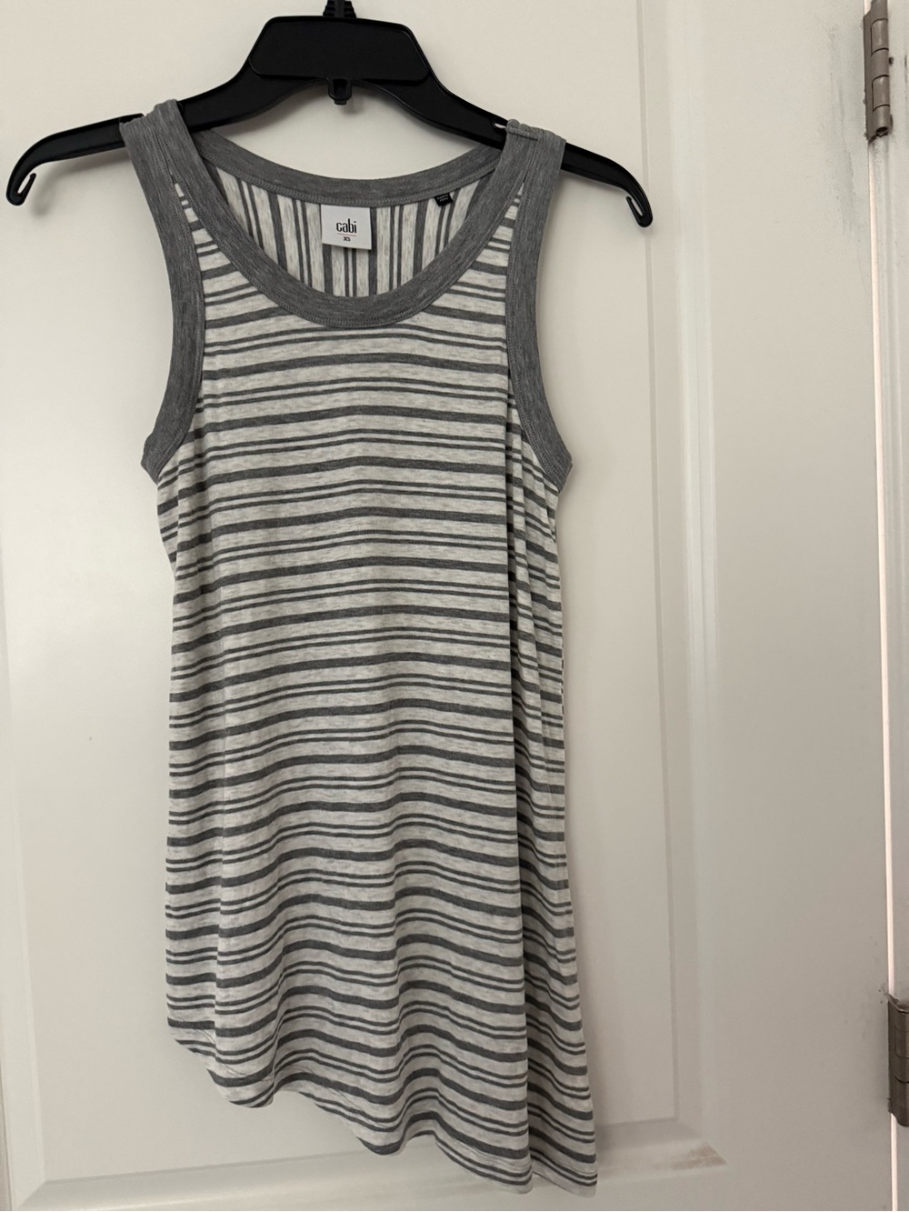 CAbi Gray & White Striped Tank Top